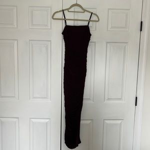Maroon Ruched Dress